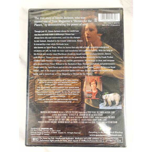 Movie Spirit Bear DVD New Sealed Graham Greene Mark Rendall Dolby Digital 2011 - Picture 4 of 10
